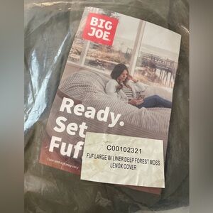 Big Joe Fuf Replacement Cover w Liner - Large Deep Forest Moss Green Lenox